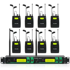 UHF Wireless In-Ear Monitor System, 2-Channel Durable Metal Audio Sound Monitor with LCD Display, 8 Bodypacks, In-Earphones, 2x40 Frequencies, 330ft Range for Stage, Studio