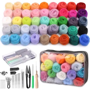 45 Colors Needle Felting Starter Kits for Beginners, Complete Felting Supplies with Tools Needles and Storage Bag for DIY Handcrafts Decoration