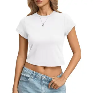 EasyGala Womens Cotton T Shirts Basic Baby Tee Crop Tops Crewneck Slim Fit Short Sleeves Tee Summer Cute Clothes 2026 #summervibes