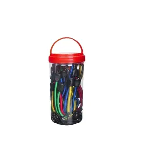 Multipurpose Elastic Rope Set, Clear Storage Box Including 32pcs Mixed Elastic Rope, Zip Ties, Sail Shade Cloth Ball Shaped Tie and Clip, Hardware Accessories