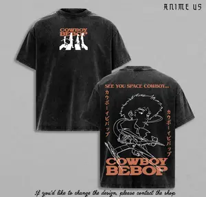 Spike Spiegel Cowboy Bebop Shirt Anime Space Cowboy Vintage Washed Oversized Graphic Tee Aesthetic Streetwear Shirt