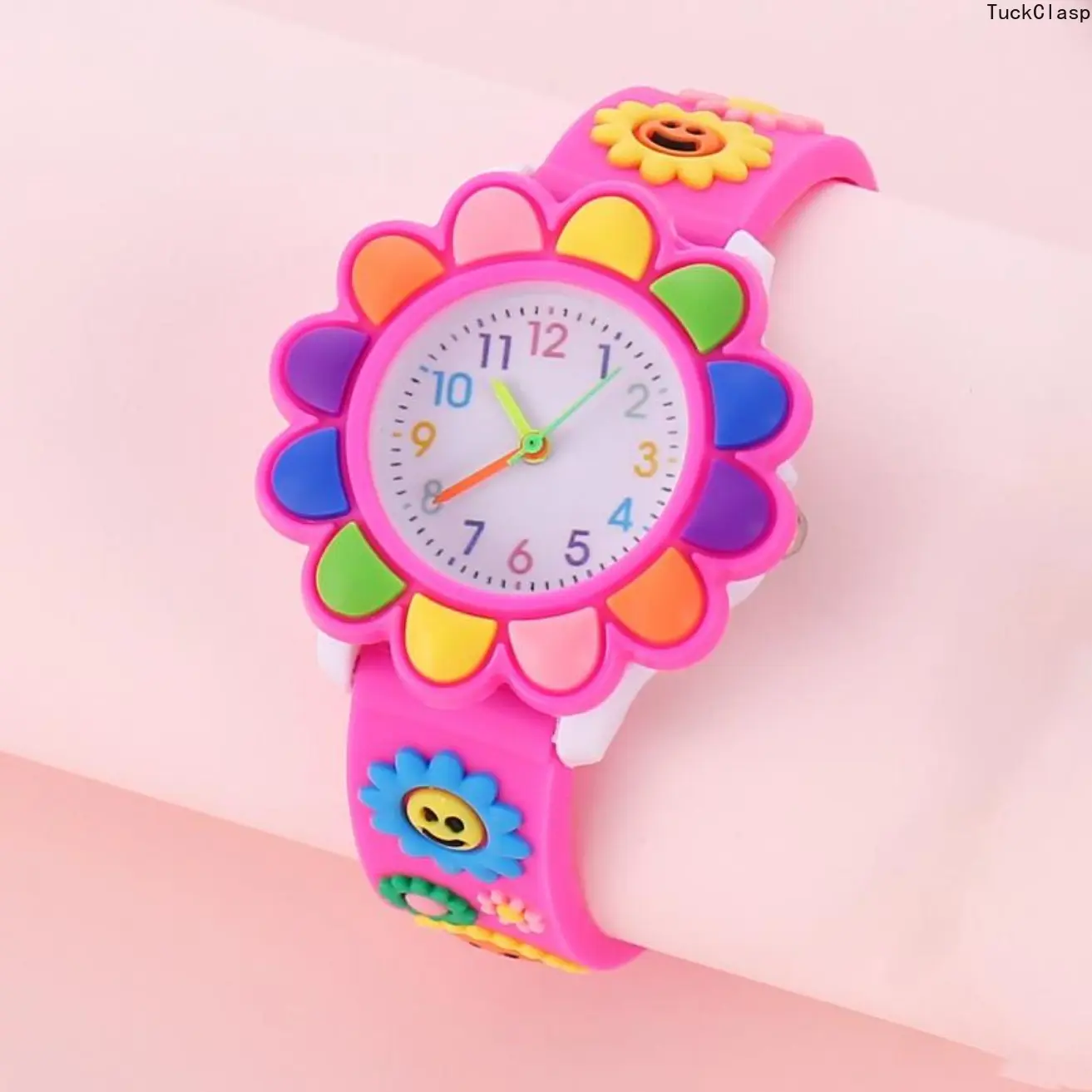 Colorful Cartoon Sunflower Watch – Fun Analog Timepiece for Kids, Great for Summer Everyday Wear & Gifting