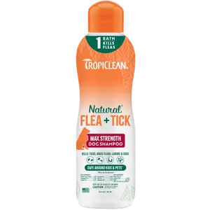 TropiClean Natural* Flea + Tick Maximum Strength Shampoo for Dogs, 20oz