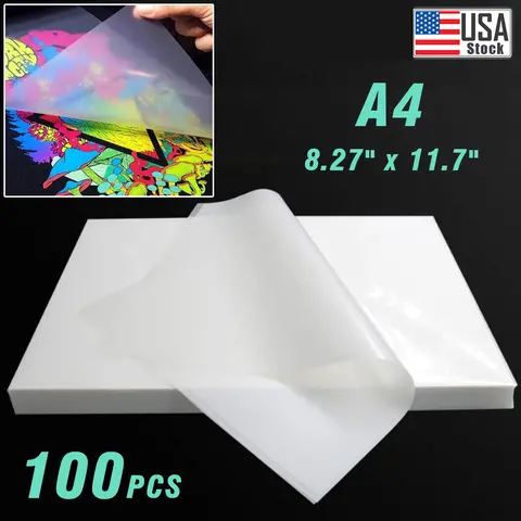 100 Sheets Premium A4 PET Transfer Film DTF Heat Transfer for DTF Printer