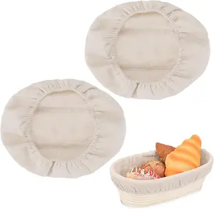 Bread Proofing Basket Cloth Liner Baking Dough Basket Cover Natural Rattan Banneton - 2 Pcs, Smooth Bakeware Utensils for Home Baking Oval