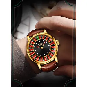 Men's Fashion Casual Round Dial Russian Roulette 12 Zodiac Theme Interactive Analog Quartz Watch, Waterproof Design for Parties and Daily Wear