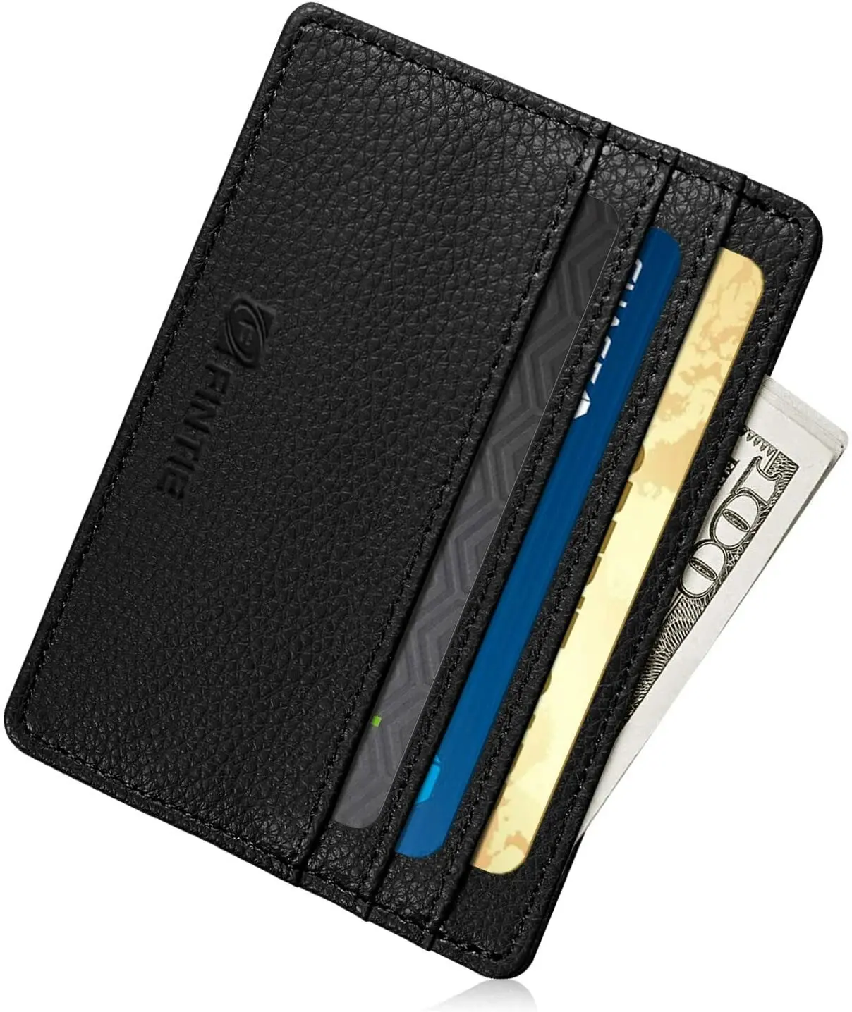 Slim Minimalist Front Pocket Wallet RFID Blocking Card Holder for Men Women (Black)