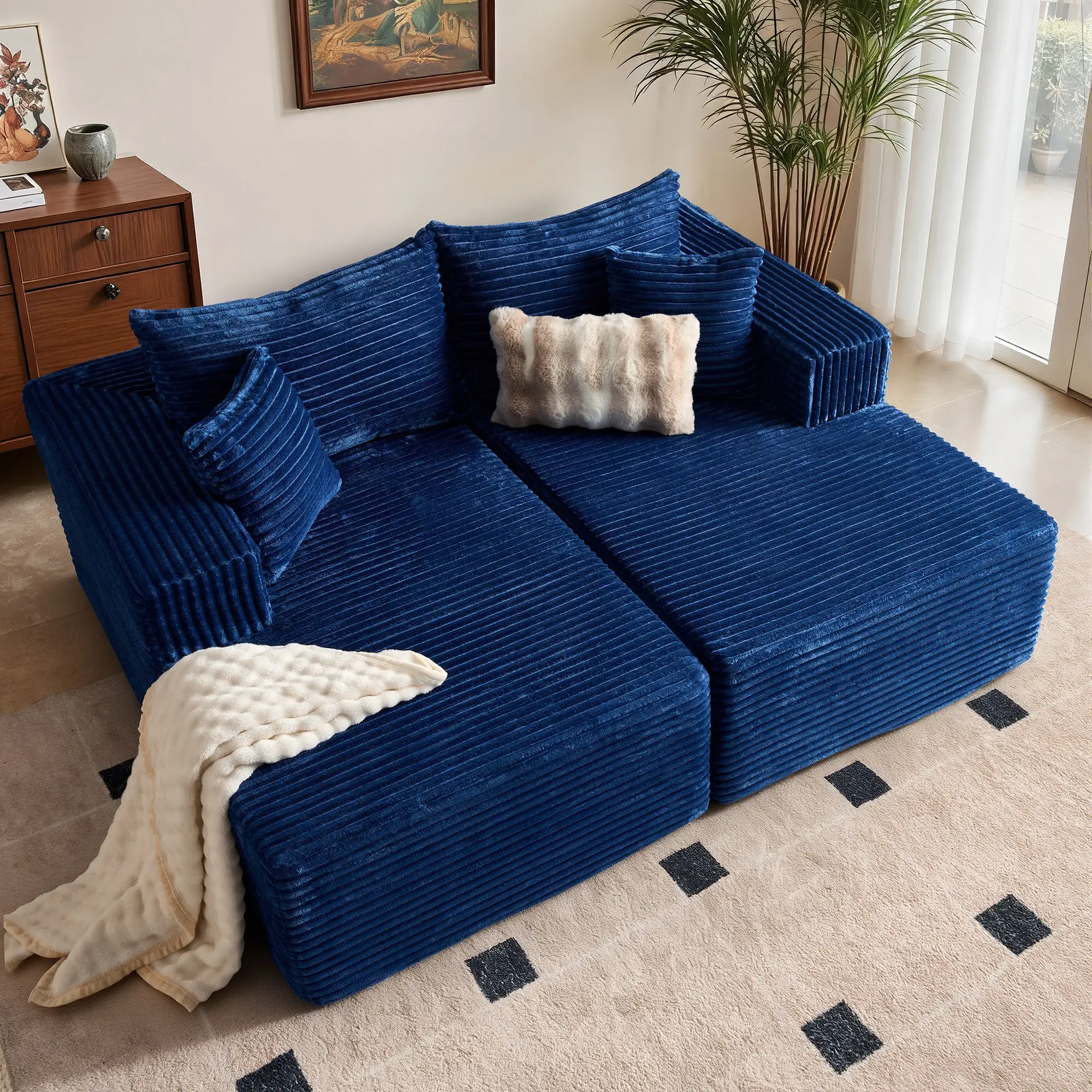 Blue 2*Chaise(No Middle Seat)