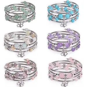 Bohemian Style Bead Winding Bracelets for Women Girls Multiple Layers Bead Flower Pendant Bracelet Trend Jewelry Christmas Gift