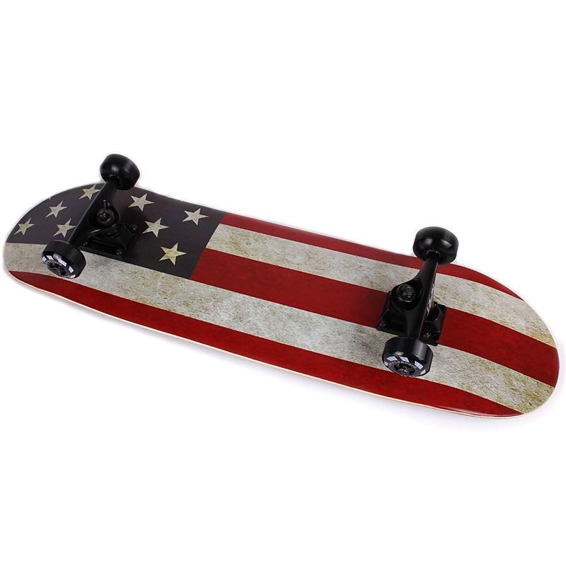 NPET 31 Inch Skateboard USA Flag with Wrap Graphic Designs – 7-Ply Maple Deck, High-Performance ABEC-9 Bearings, Sturdy & Lightweight Skateboard, Ideal for Beginners & Pros, Artistic Wrap for Smooth Stylish Ride