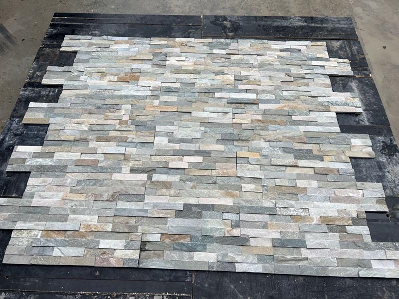 Natural multicolored Chinese slate quartz cultural stone—single slab for stacked wall cladding