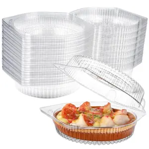 40 PCS Disposable Pie Containers Clear Plastic Take Out Containers Clamshell Takeout Tray With Hinged Locking Lids 6" Clear Flan Container With Lids for Dessert Cakes Cookies Salads Pasta Sandwiches