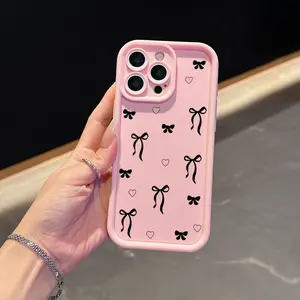 Black Bow Pattern Soft iPhone Case, Protective Phone Cover for iPhone 11 Pro / 12 / 13 Pro Max / 14 / 15 / 16 Plus / 17 Air Accessories