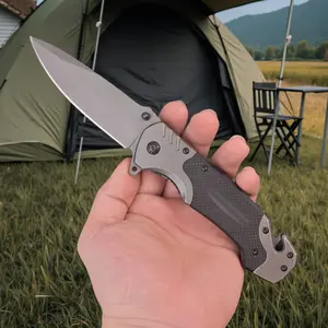 Multifunctional folding knife with G10 handle - high-hardness, sharp, wear-resistant blade, bottle opener, window breaker, camping and hiking outdoor adventure emergency survival tool (black), must-have for camping | survival-oriented design |