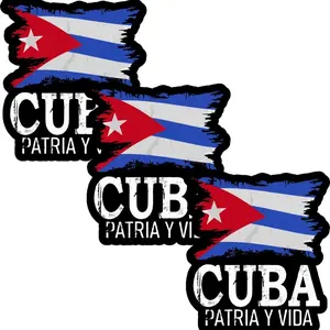 Cuban Flag Patria y Vida Vinyl Sticker Waterproof 5x4.5 in - Durable Design for Decoration