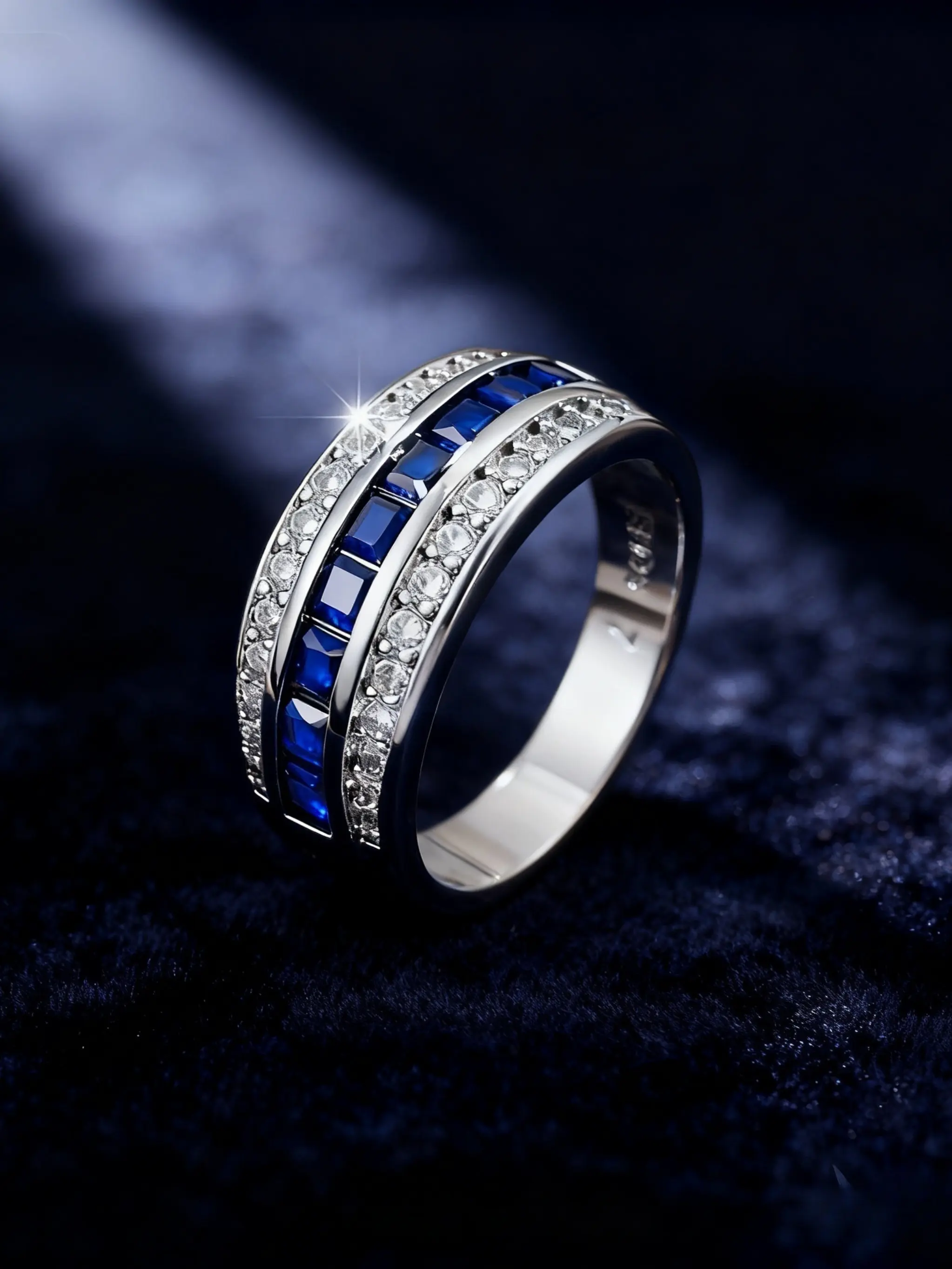 Elegant Princess Style 925 Silver Blue Diamond Ring for Women, Party Date Wedding Sparkling Luxurious Accessory, Daily Wear Gift