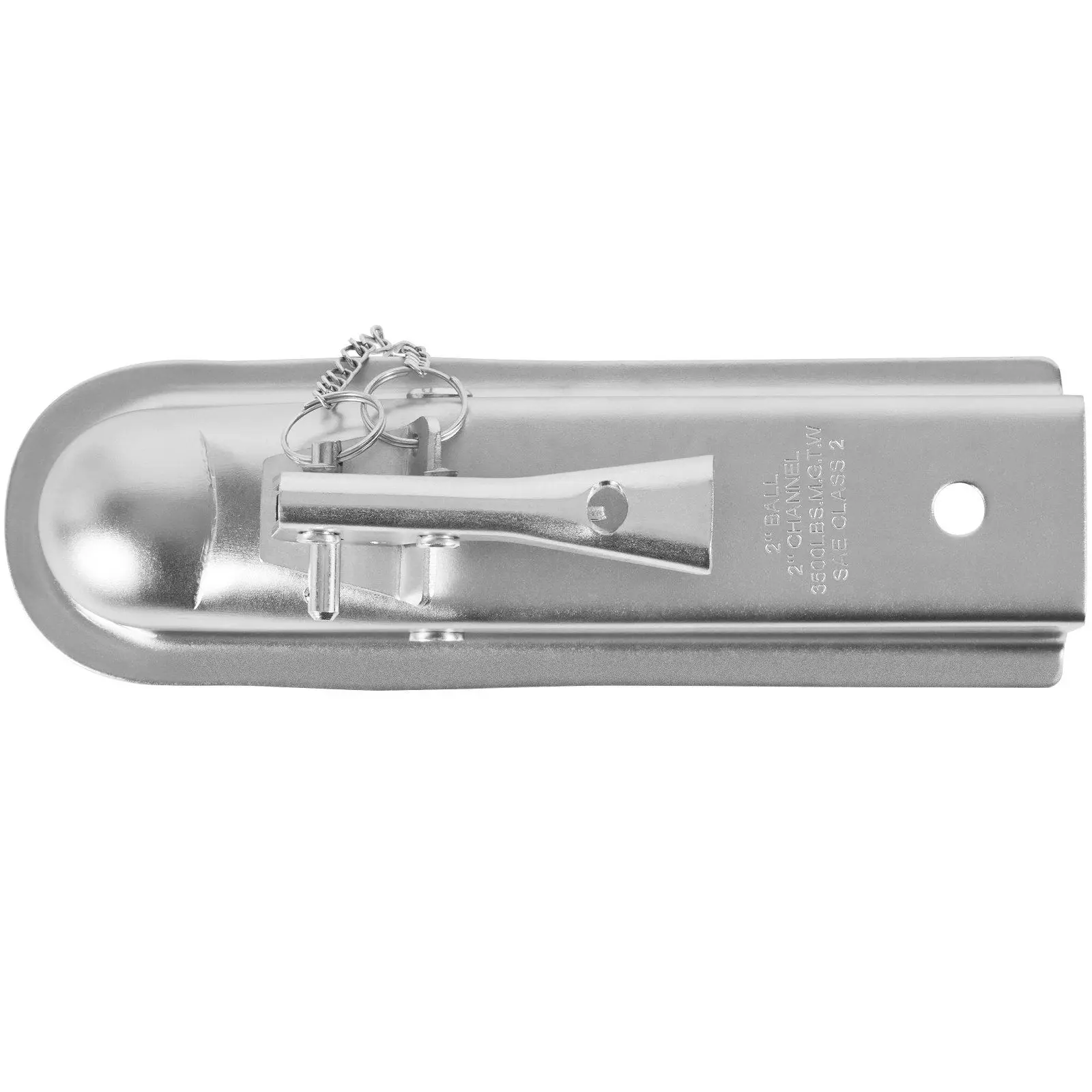VEVOR Heavy Duty Straight Trailer Tongue Coupler, 2-in Hitch Ball Fit, 2-in Channel, 3500 lbs Bearing Load, Zinc Plated, Latch Lock Design, Quick-Detach & Easy-Install, Seamless 1-Piece Design, Towing Accessory for Pickup Trucks, SUVs, Quick-Detach And Ea