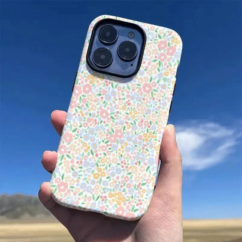This Spring Floral Pattern Dual-layer Protective Case Is A Durable 2-in-1 Device,phone Case Suitable for Iphone 11/12/13/14/15/16/17 Pro Promax Plus Air and SAM S22/S23/S24/S25 Plus Ultra Fe. It's Also A Stylish Couple's Phone Case.