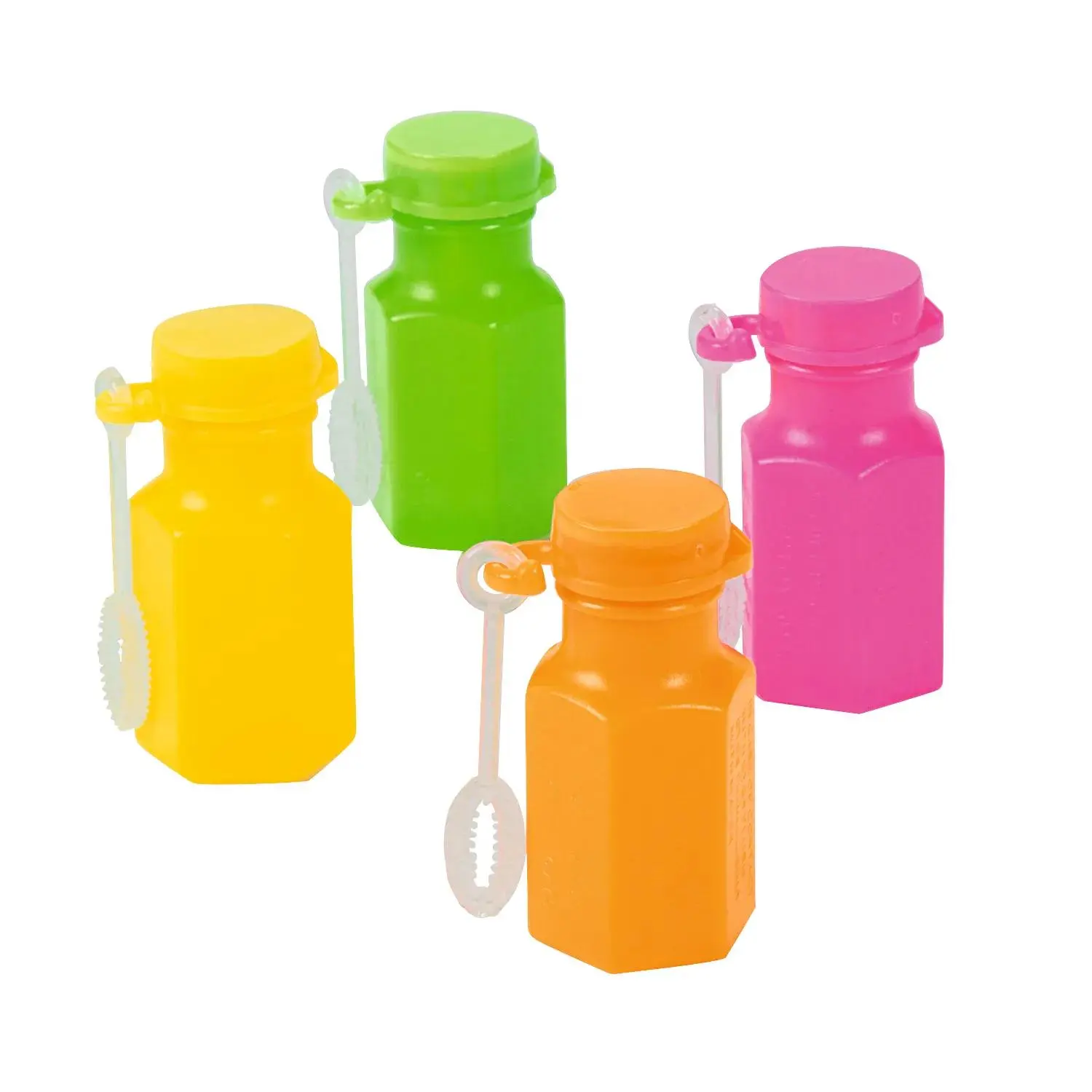 1 3/4" 3 oz. Bulk 48 Pc. Mini Hexagon Neon Plastic Bubble Bottles