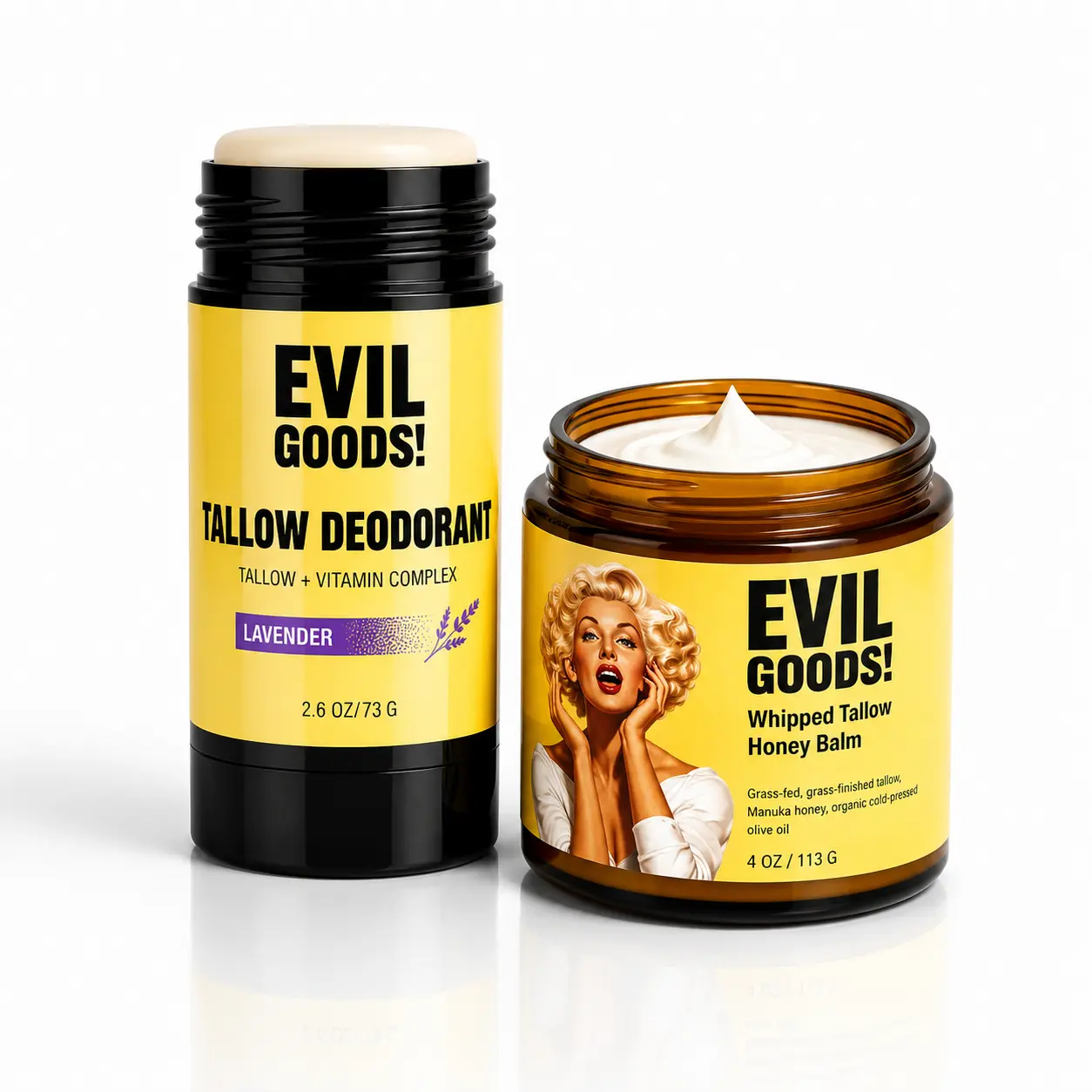 EVIL GOODS! Whipped Tallow Balm and Tallow Deodorant Bundle EVIL GOODS! Whipped Tallow Balm and Tallow Deodorant Bundle