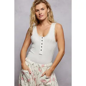 Delilah ribbed Sleeveless basic Top in Off White