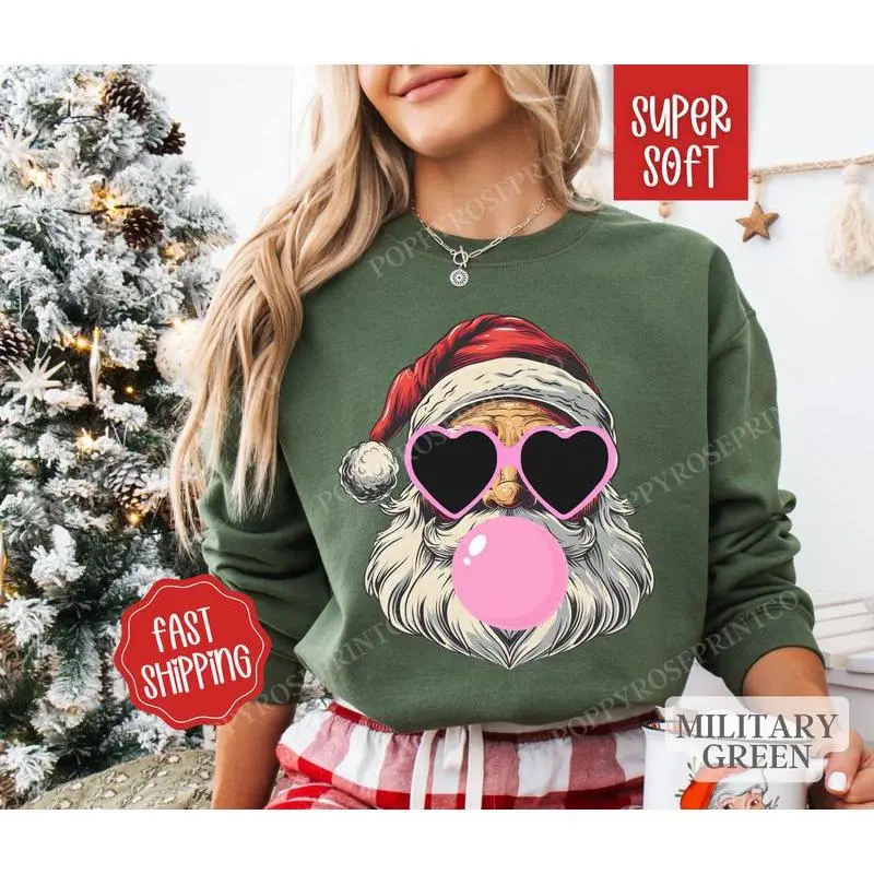 Santa Christmas Sweatshirt, Merry Christmas Sweater, Women's Holiday Crewneck retro christmas Santa Christmas Sweatshirt, Merry Christmas Sweater, Women's Holiday Crewneck retro christmas