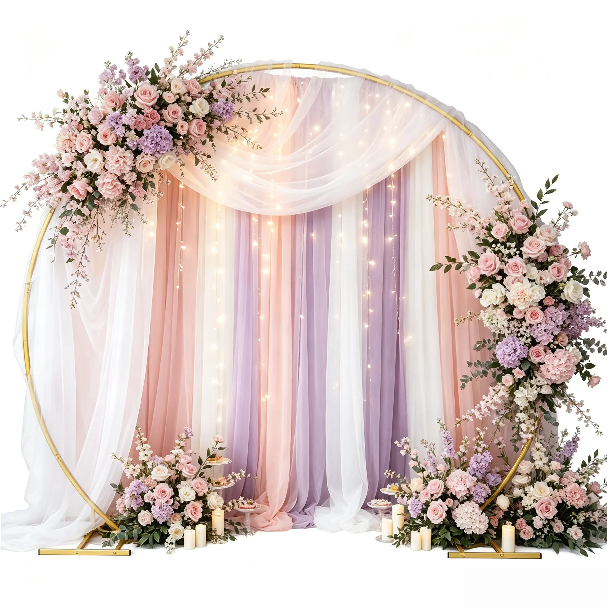 EMART Metal Gold  Round  Backdrop Stand, Arch Stand Metal Circle Arch-Wedding Arch Frame with Base, 2 Water Bags for Birthday, Party, Christmas, Decoration, Anniversary, Ceremony