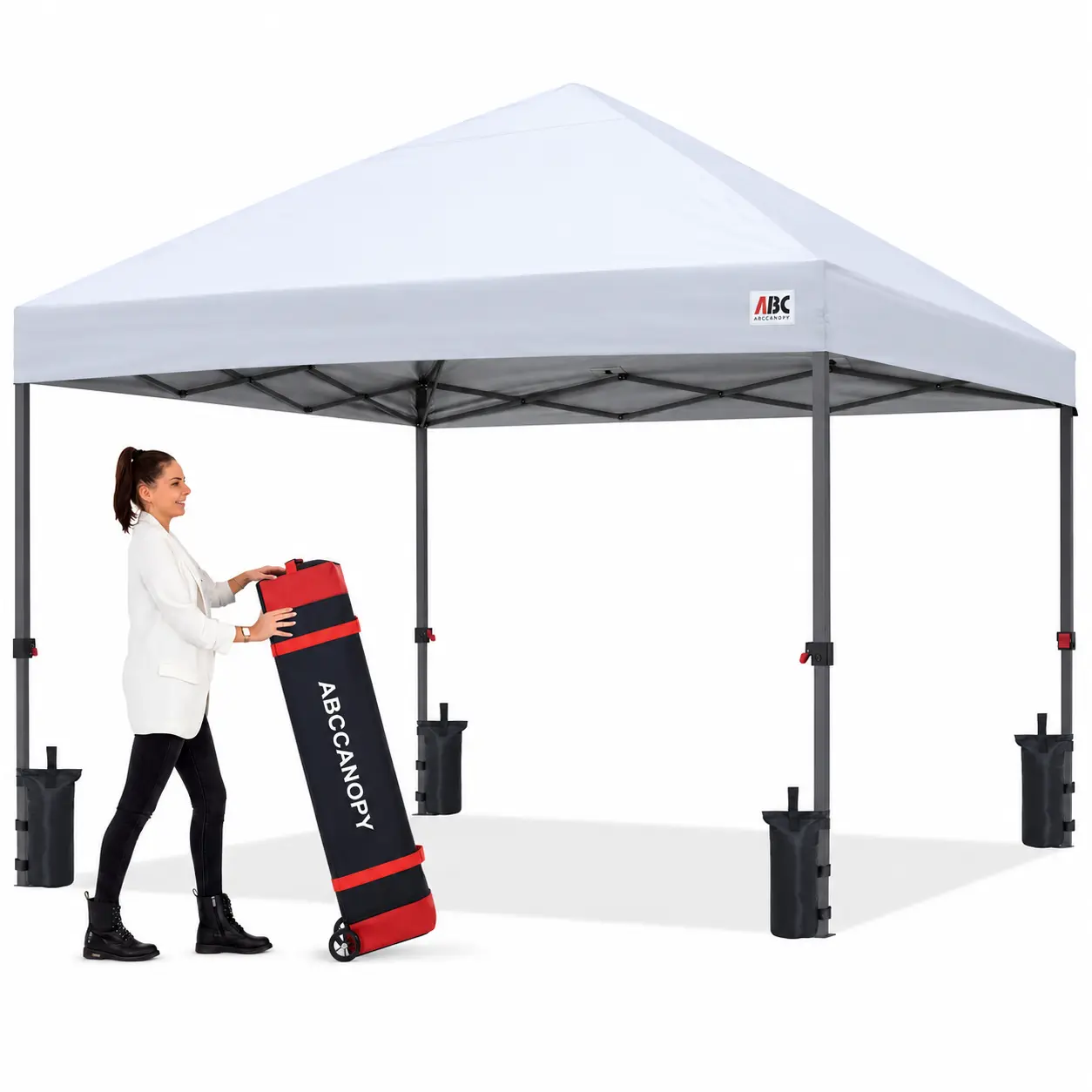 ABCCANOPY 10x10 Easy-to-Set-Up Portable Pop Up Canopy Tent - Straight Leg, Vented Skirt Outdoor Shade Shelter for Tailgating, with Wheeled Carry Bag, Sand Bags, Stakes, Ropes