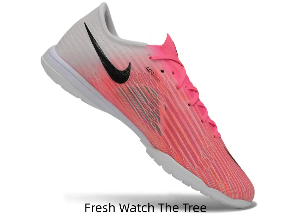 Ultra Light Hot Pink Fade Knit Turf Cleats One Piece Breathable Mesh Non-Marking Soft Rubber Studs Indoor Casual Soccer Footwear