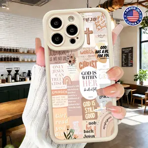 Trendy Faith Quote Christian Collage Aesthetic Pattern Case for iPhone 17 16 15 14 Pro Max 13 12 11 XR XS Plus Air Slim Lightweight Shockproof Anti Drop Protective Durable TPU Cover