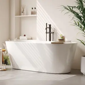 White 67" Acrylic Freestanding Bathtub – Glossy White Soaking Tub With Chrome Overflow and Drain, Cupc Certified for Quality and Safety