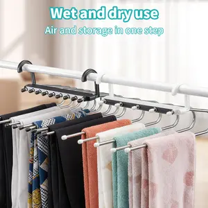 Multifunctional 9-Tier Pants Rack - Stainless Steel Wardrobe Organizer, Suitable for Pants, Skirts, Jeans, and Leggings, Gift for Friends, Christmas Present