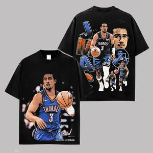 Jared McCain Vintage Graphic Tee Premium Cotton Basketball Shirt, Rising Star Player T-Shirt, Thunder Nation Fanclub Streetwear Unisex Tee, Gift For Basketball Fans
