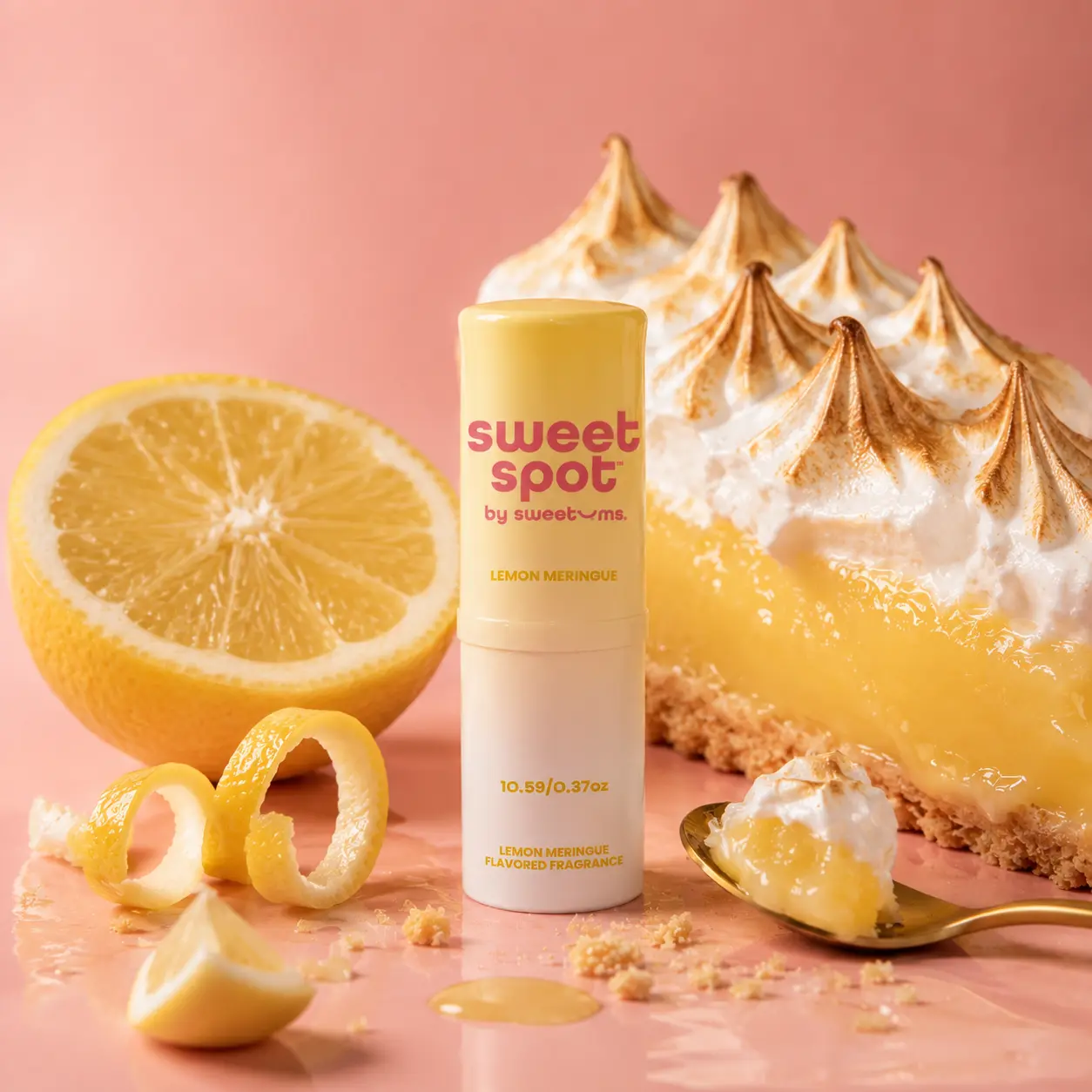 NEW Lemon Meringue Flavored Solid Fragrance by Sweet Spot- Gourmand, Alcohol Free, Solid Wax Based Fragrance, Citrus and Bakery Scent with Vanilla and Pie Crust Aroma and Flavor, Portable and Mess Free, Travel Friendly Perfume, Gourmand Perfume
