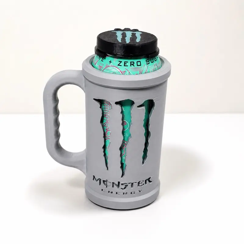 16oz Can Holder with Handle | 3D Printed PLA Sleeve | Reusable Energy Drink Mug