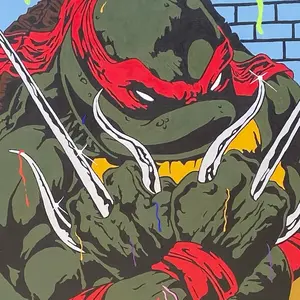 TMNT Member Raphael Acrylic Painting 36x48 Sealed in Epoxy Resin High-Quality Artwork for Collectors