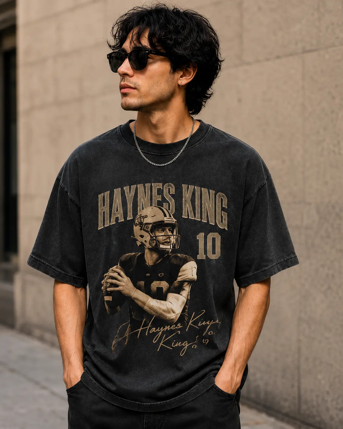 Haynes King Shirt Vintage Graphic Tee Retro Football T-Shirt QB1 College Football Game Day Shirt Unisex Tee Football Fan Gift Basic Cotton Menswear Soft