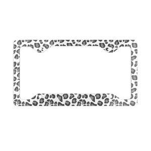 Snow Leopard Metal License Plate Frame