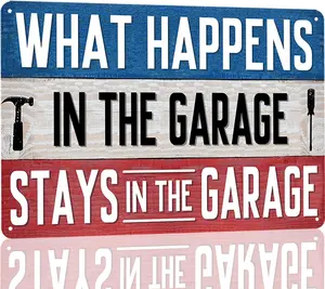 Garage Signs Funny Man Cave Tin Sign Mancave Decor For Men What Happens In The Garage Stays In The Garage Tin Signs Garage Accessories For Man Cave Mechanic Decor 8X12 Inch