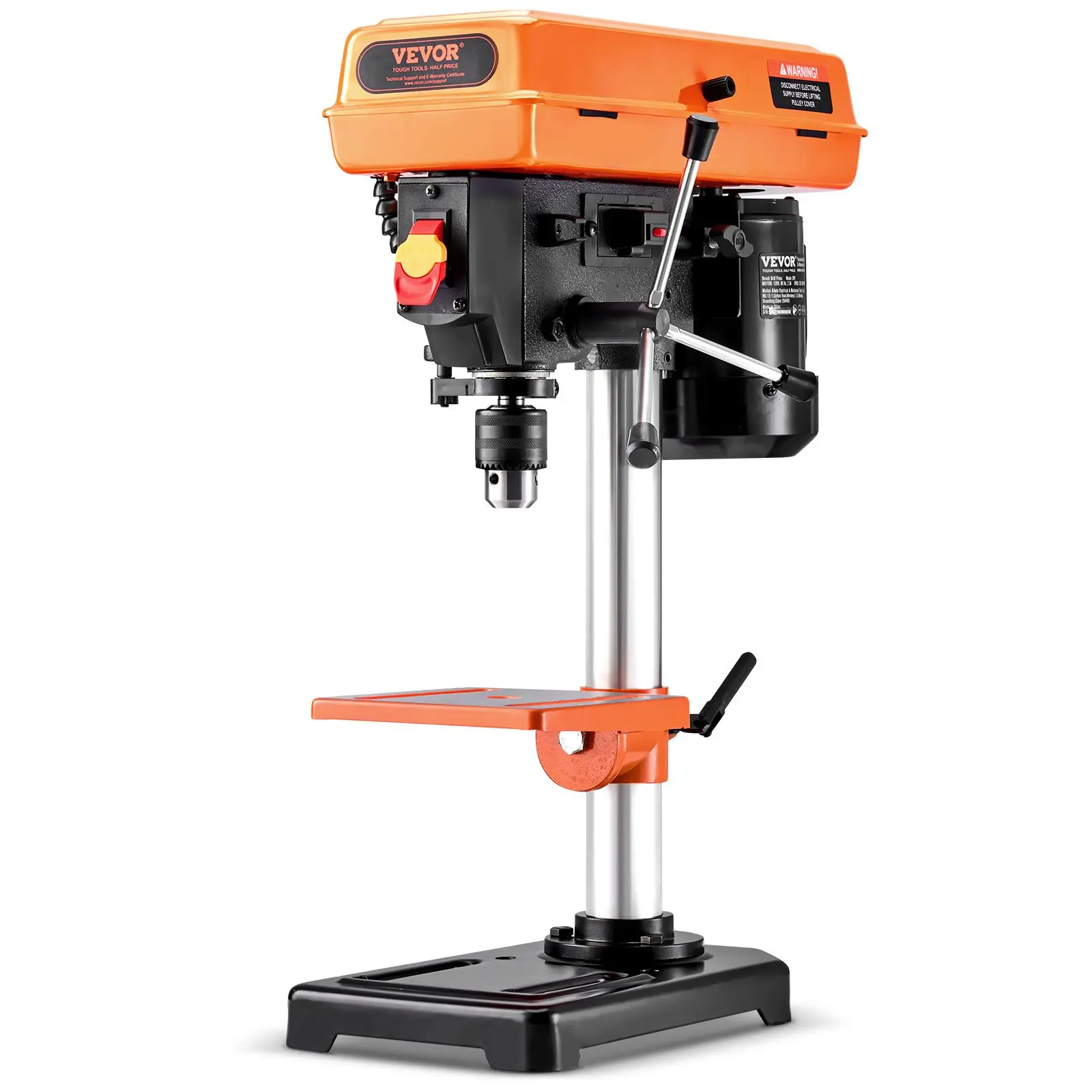【summerfinds】VEVOR 8 in Benchtop Drill Press, 2.3A Induction Motor, Tabletop Drilling Machine with 750 / 1140 / 1740 / 2340 / 3200 RPM Adjustable Speed, 0-45° Tilting Worktable, LED Work Light, for Wood Metal