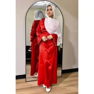 Crystal Satin Maxi Dress - Red