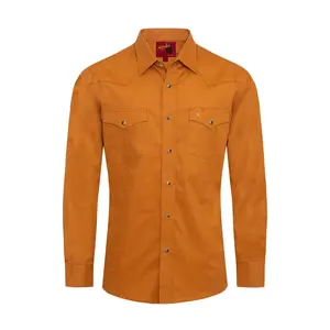 Men's Western Solid Twill Shirt-AC108L-COGNAC