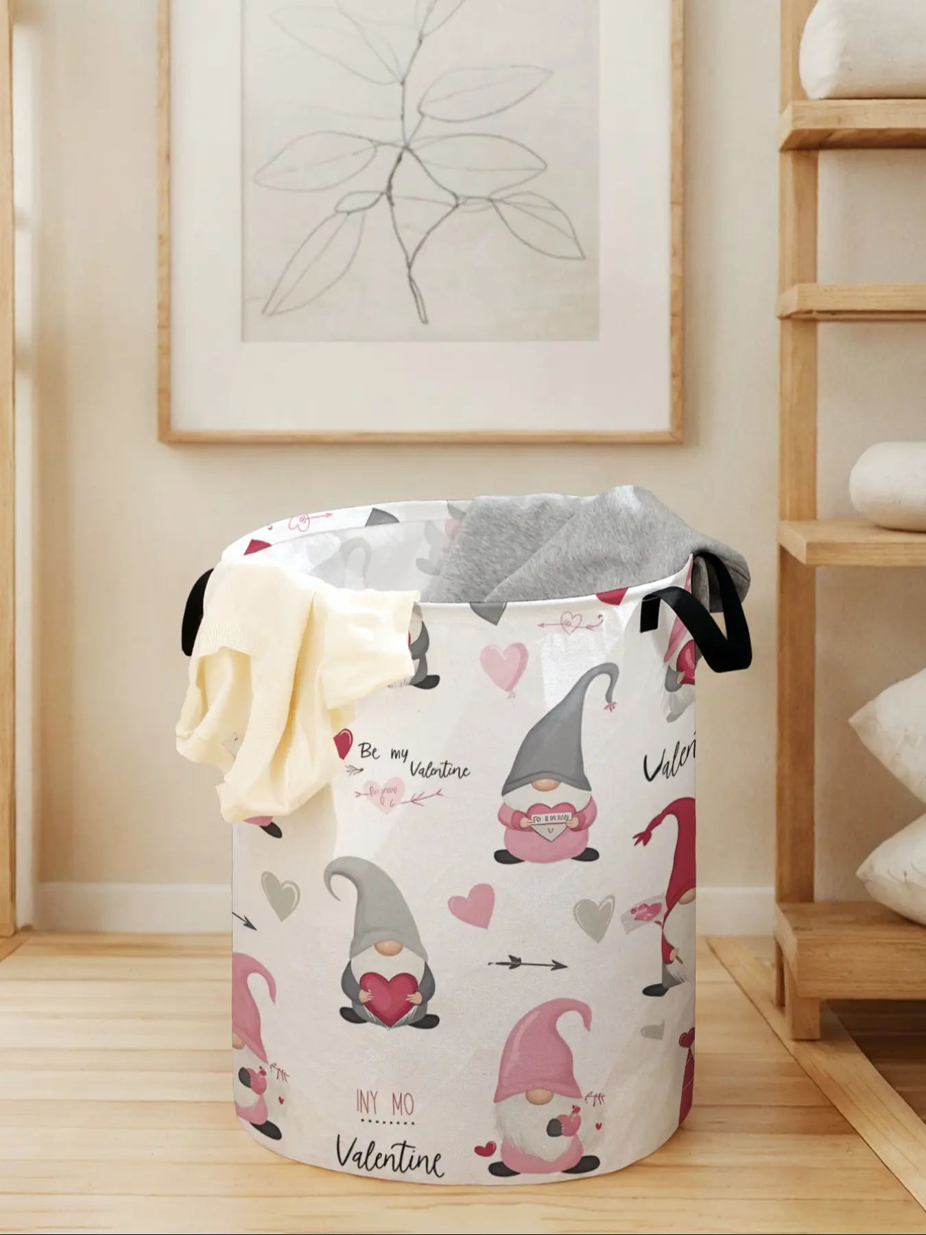 Santa Claus Printed Laundry Basket with Handle, Durable Foldable Storage Bin, Large Capacity Toy Organizer, Casual Home Use, All Seasons