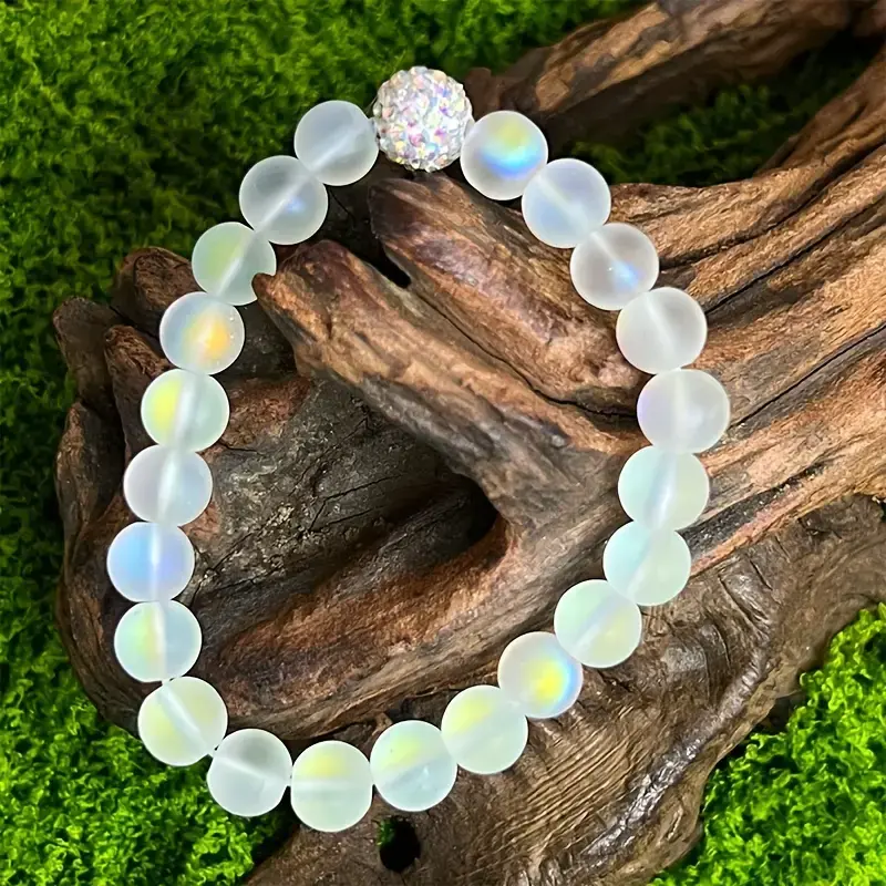 Natural Angel Aura Rainbow Quartz 8mm Beads Healing Reiki Dainty Friendship Frosted Stone Handmade Bracelet Aurora Crystals