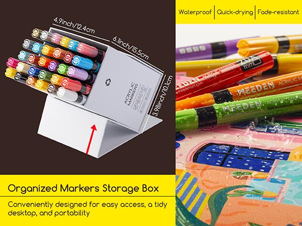 MEEDEN Artist Black & White Paint Pens - 10 Replaceable Tips & 1 Tweezer Acrylic Markers for Visible Large Capacity - Water-Based Quick Drying Paint Markers for Wood, Metal, Rock Painting, Canvas