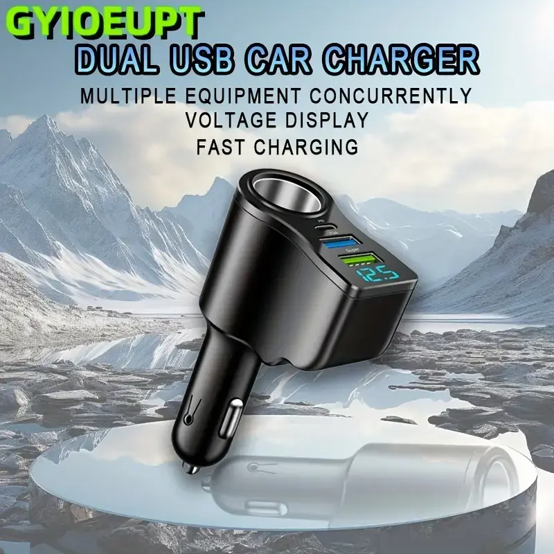 4 - in - 1 66W Fast Car Charger | PD + USB Ports, Real - Time Voltage Monitor, 12V/24V for Cars & Trucks, Multi - Protection, Stable Charging – All - in - One On - Road Power Solution