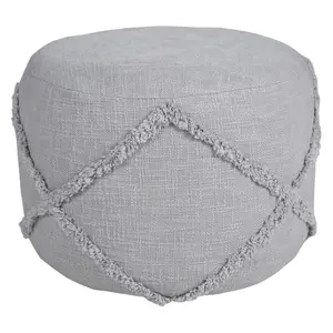 Ox Bay Diamond Solid Hand-Woven Cotton Pouf Ott oman