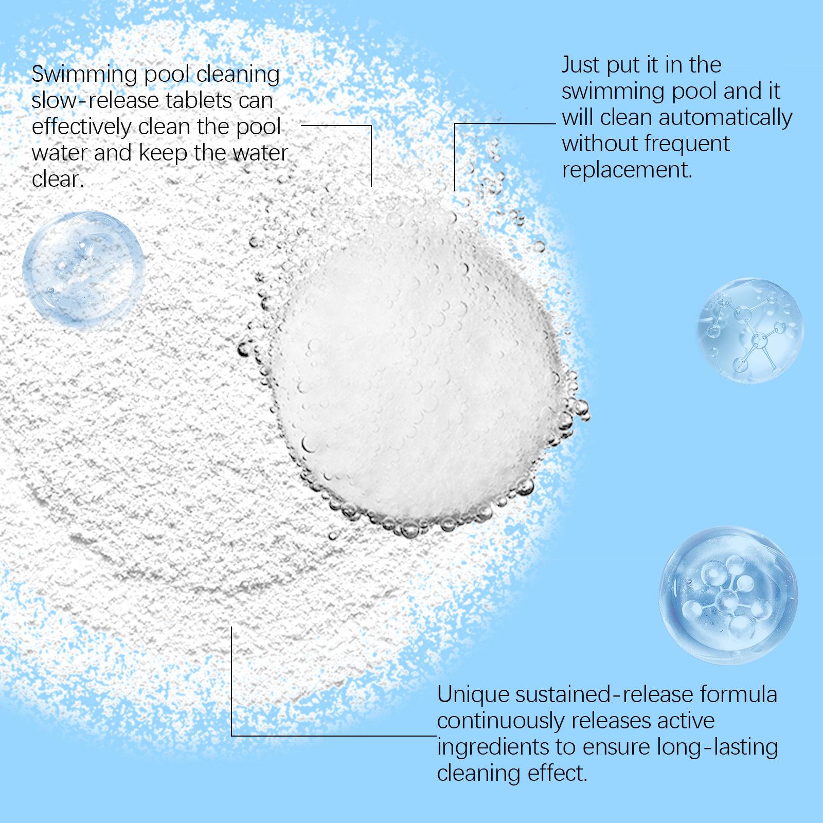 Pool Cleaning Slow-Release Tablets Multi-Functional Effervescent Tablets for Removing Dirt and Odor and Keeping Pool Water Clean