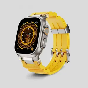 Silicone Fashion Replacement Watch Band for Apple Watch - Water Resistant, Soft Breathable, Adjustable Casual Classic Accessory, Stainless Steel Pin Buckle, Multi-Size Fit for Ultra 2/Ultra 49mm, Series 9/8/7/6/SE 42mm/44mm/45mm, for Workout Daily Use