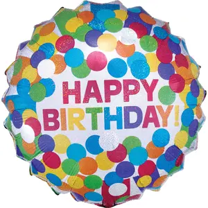 Rainbow Confetti Happy Birthday Foil Balloon